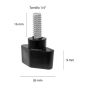 Perilla tipo rombo con tornillo 1/4" AMI-38 Rodami