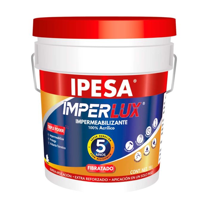 Impermeabilizante fibratado 5 años Imper Lux blanco 4 litros 9052 IPESA