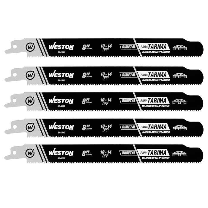 Segueta sable bimetálica desarmadora de tarimas 8" con 5 piezas SG-1002 Weston