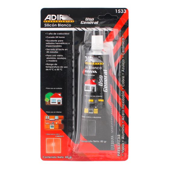 Silicón blanco uso general 85 g 1533 Adir