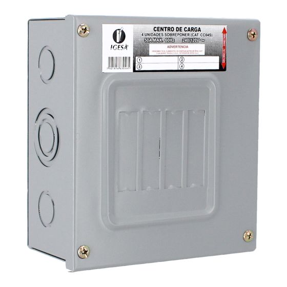 Centro de carga de 4 unidades 50 Amp de sobreponer CC04S IGESA