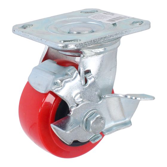 Rodaja de poliuretano 4 x 2" placa giratoria con freno Y-1054-100 Weston